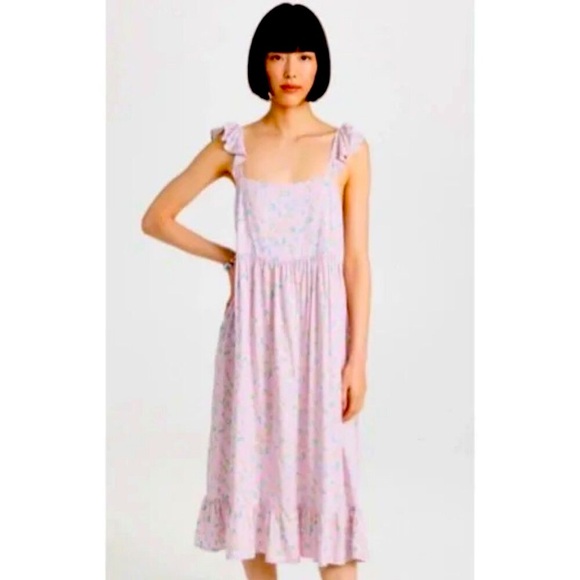 NWT SOKIE COLLECTIVE The Summer Flutter Lavender Yellow Floral Midi Dress L - Picture 1 of 6